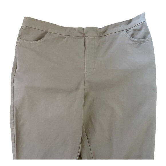 Isaac Mizrahi Live 24/7 Stretch Crop Pants Back Slit Hem Tan SZ 18W A351754 - Picture 3 of 11